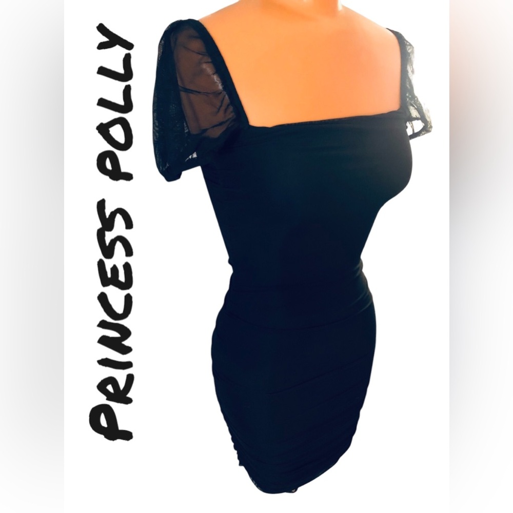 PRINCESS POLLY•ROUCHED•BLACK•MINI DRESS•SIZE-0